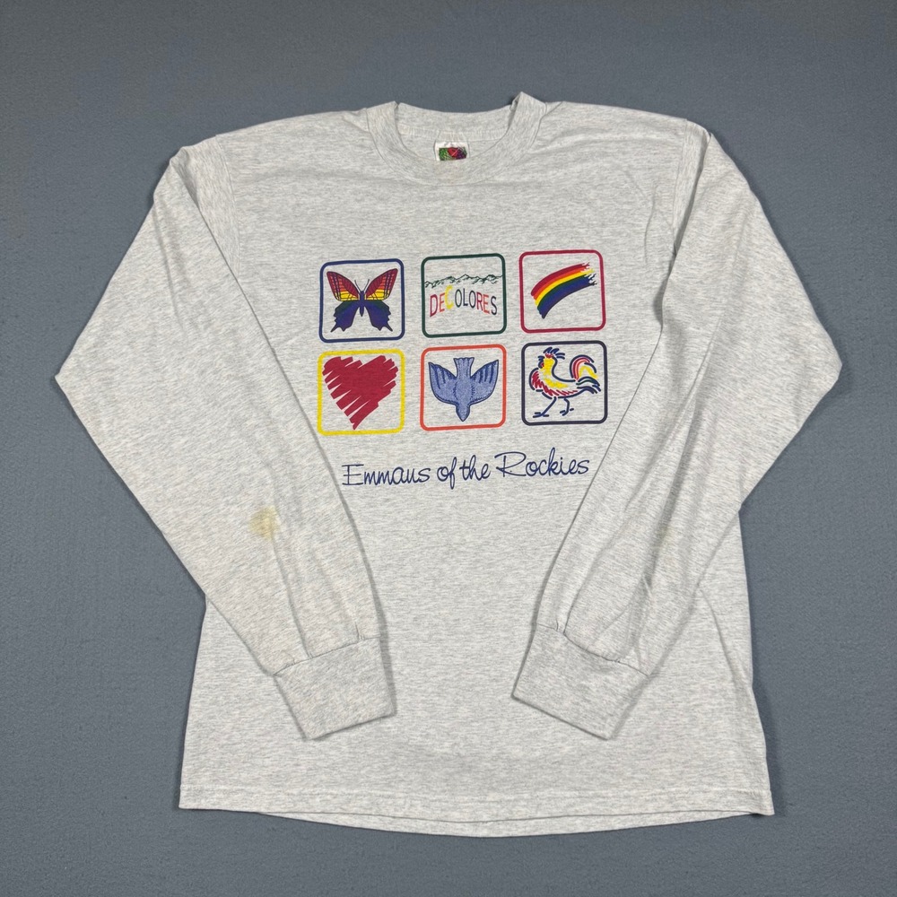 Vintage Fruit of the Loom De Colores Emmaus of the Rockies Shirt Gray Mens Large